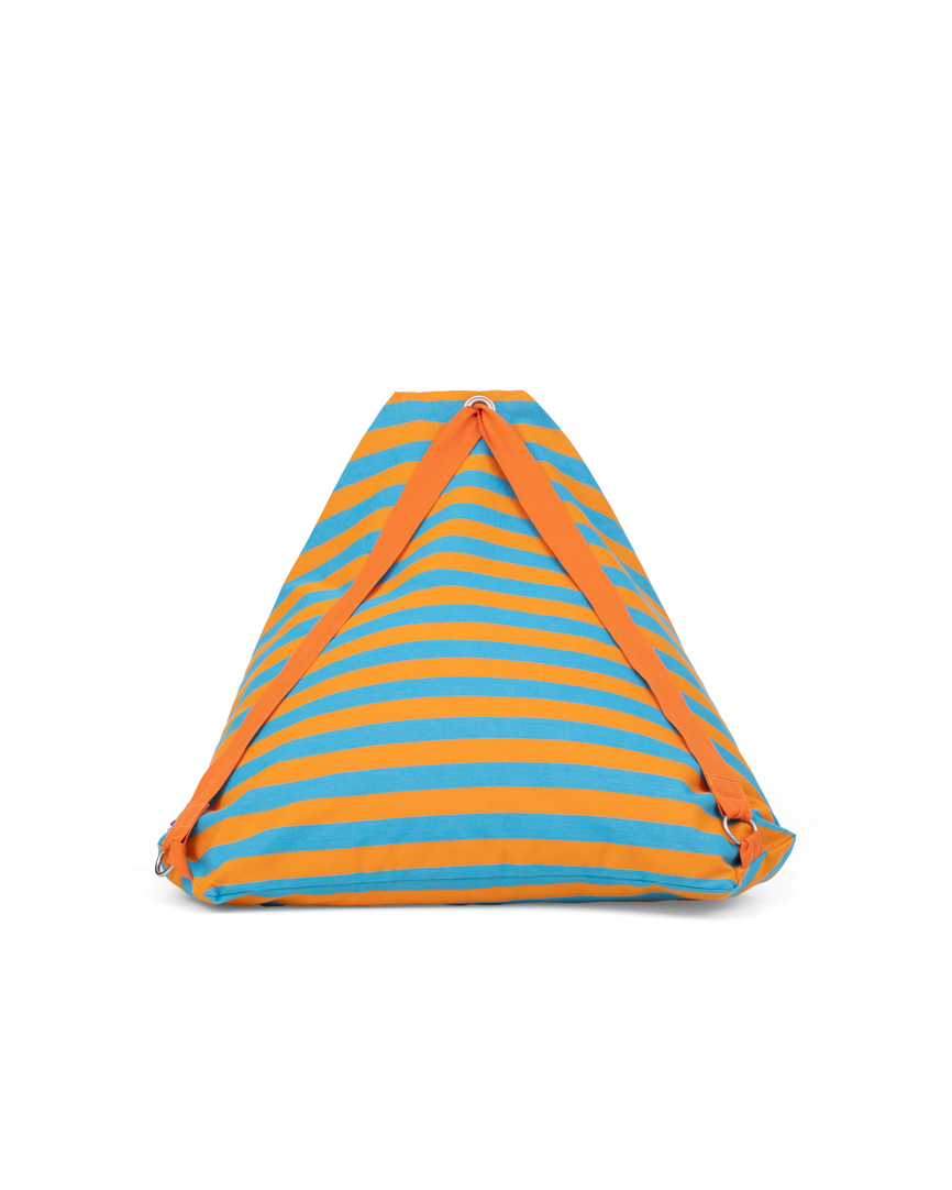 PUFF DE PRAIA MALHÃO TURQUESA/LARANJA